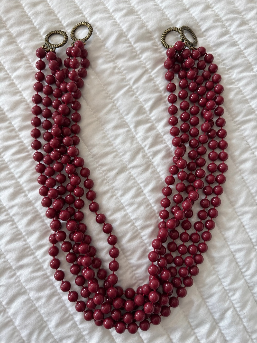 Vintage Multi-Strand Burgundy Beaded Curtain Tiebacks set of two